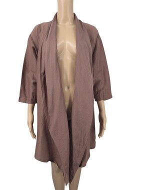 Absolutely Abigails Linen Silk Shawl Collar Topper Jacket Duster Open Front